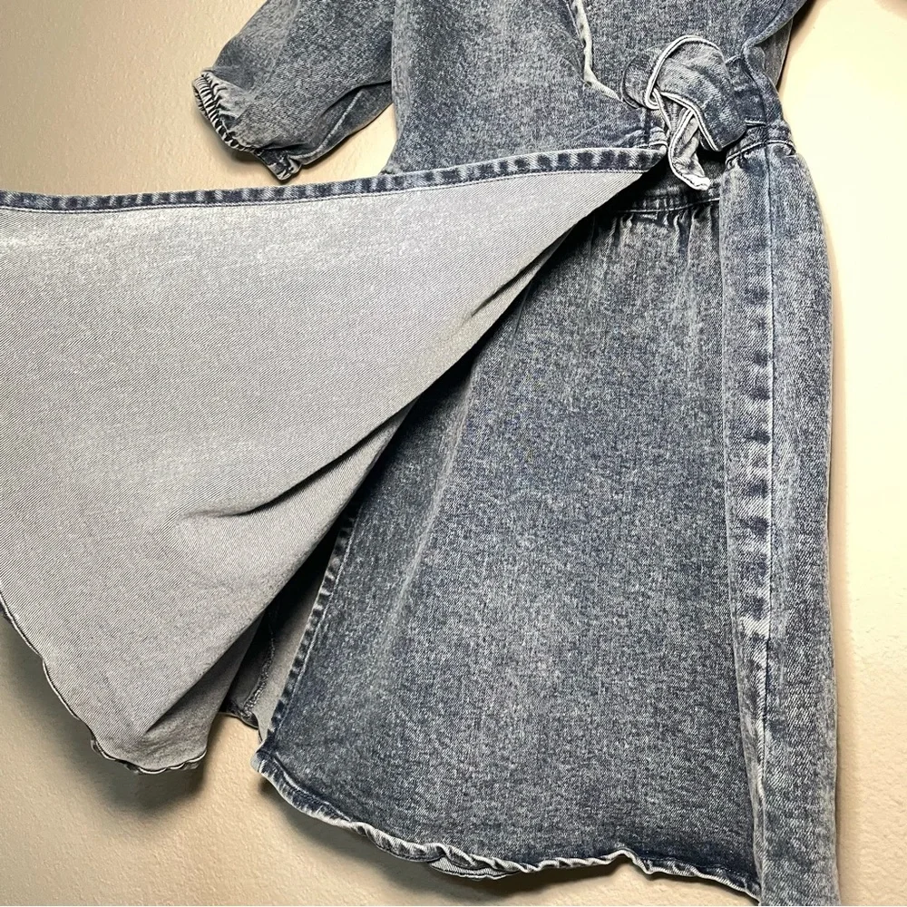 Girls GB Girls Denim‎ Acid Wash Wrap Dress Sz Small